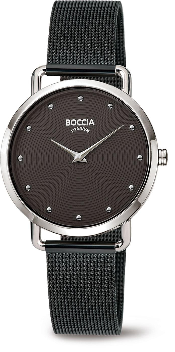 Boccia Damenuhr Silber schwarz