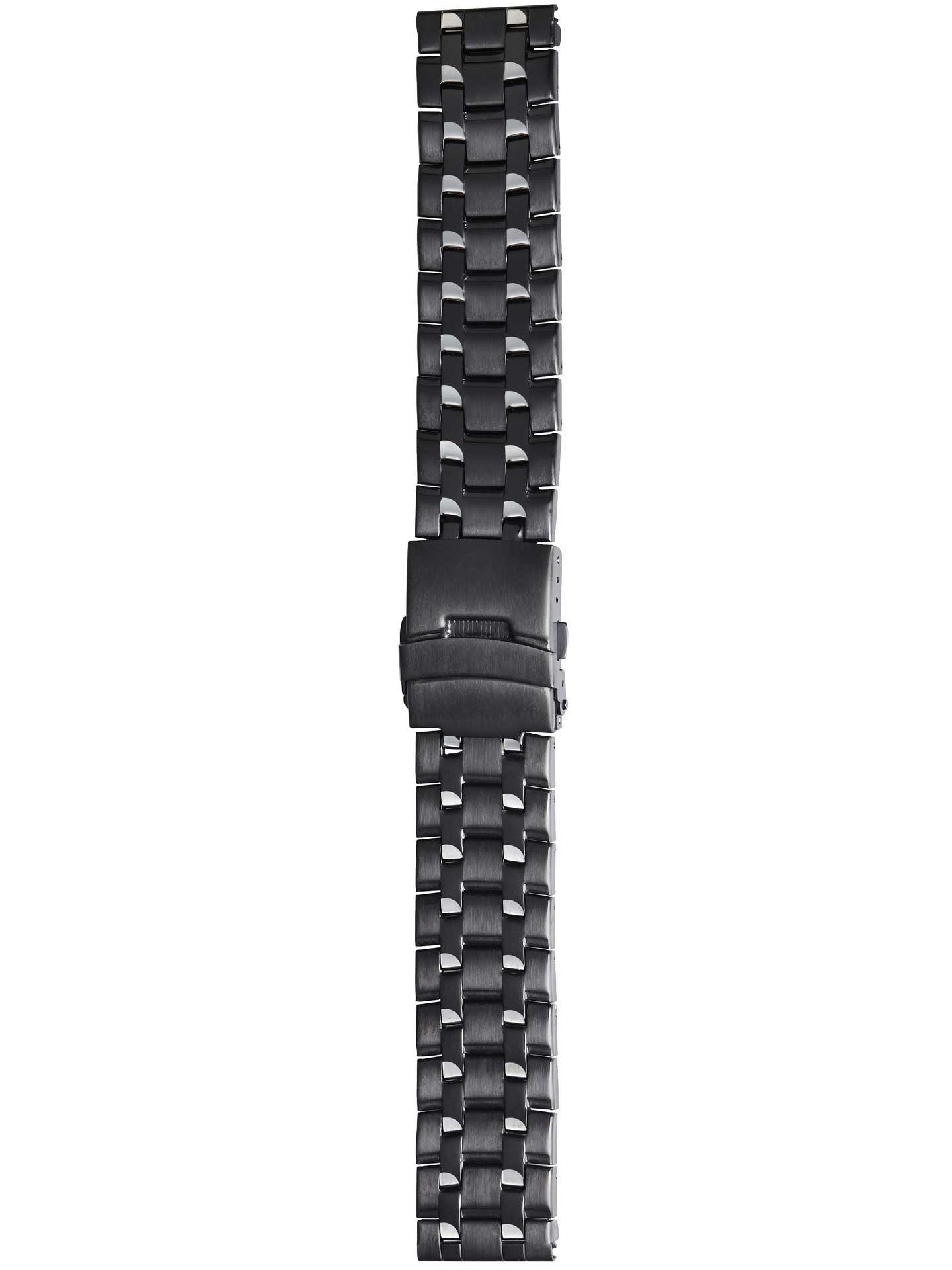 Edelstahlband 22mm halb - massiv schwarz
