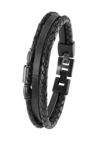 S.Oliver - Armband,20+1,5cm Edelstahl + Leder
