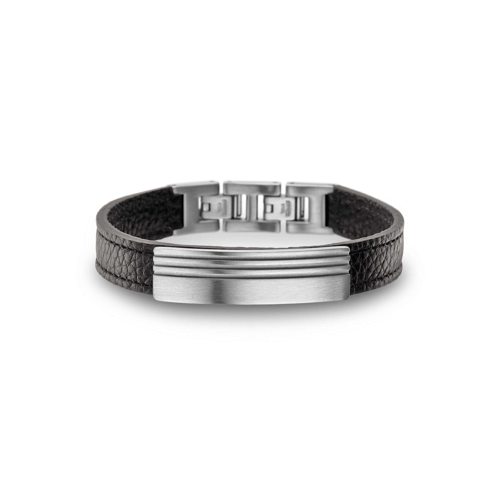 Armband Stahl+Leder 21cm