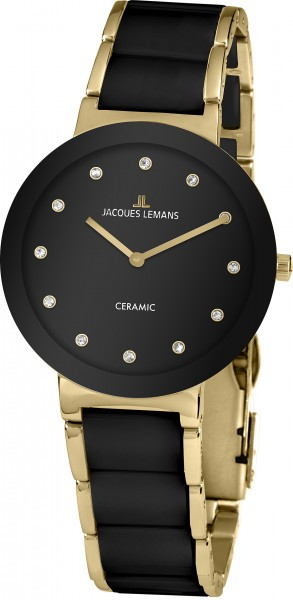 Jacques Lemans - Keramik Schwarz Gelbgold