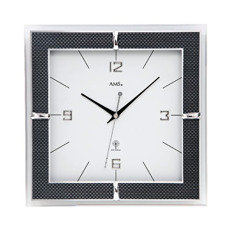 AMS - Wanduhr Funk Carbonoptik