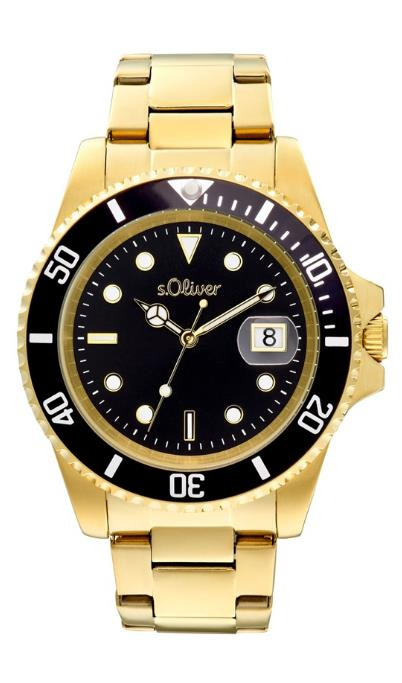 S.Oliver - Herrenuhr goldfarbig Edelstahl