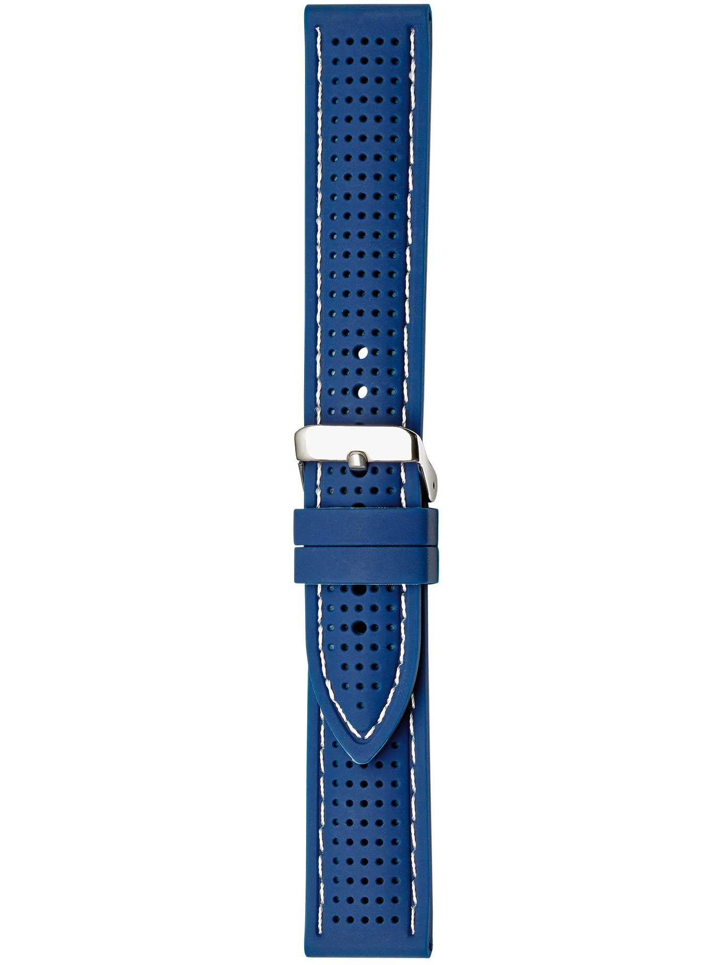 Silikonband 20mm blau mit weißer Naht