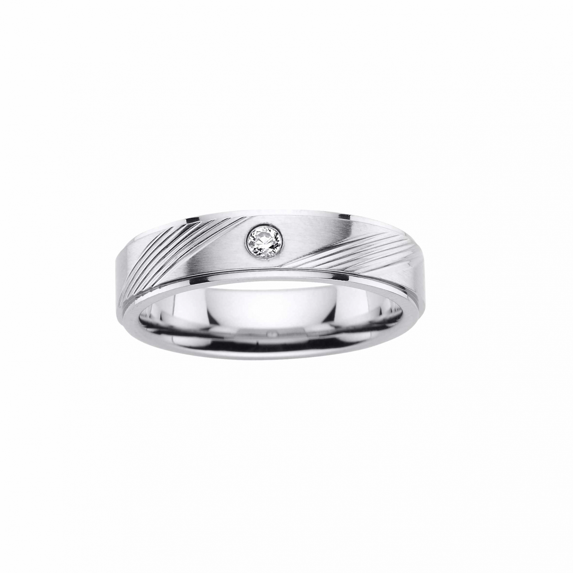 Partnerring Edelstahl mit Stein