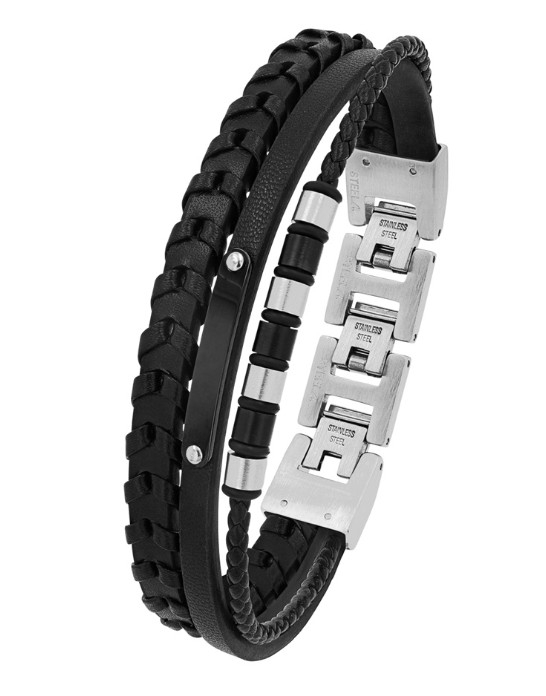 S.Oliver - Armband, 18,5 + 3cm Edelstahl Leder