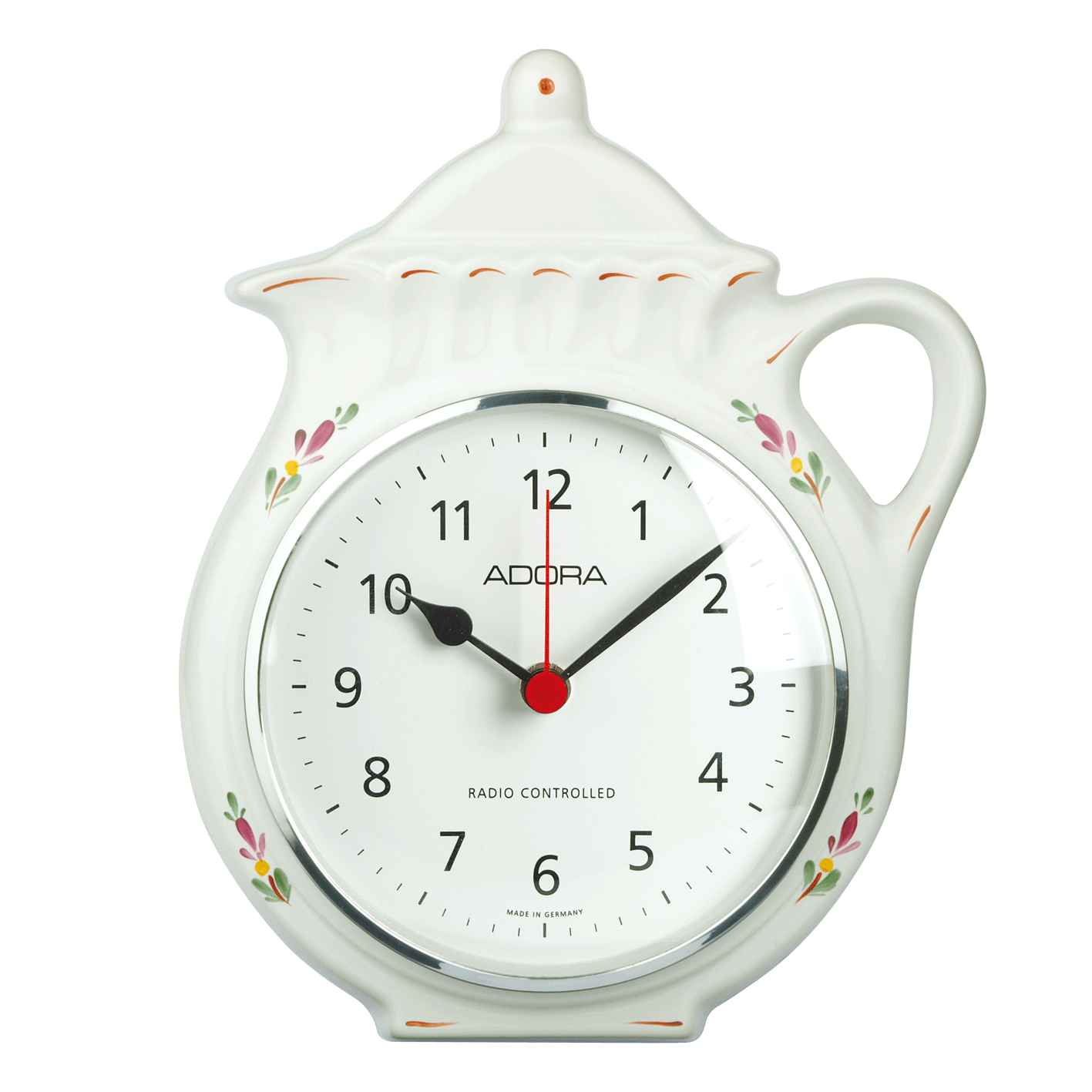 Wanduhr,Kanne,Blumen