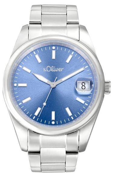 S.Oliver - Herrenuhr Edelstahl blaues Zifferblatt