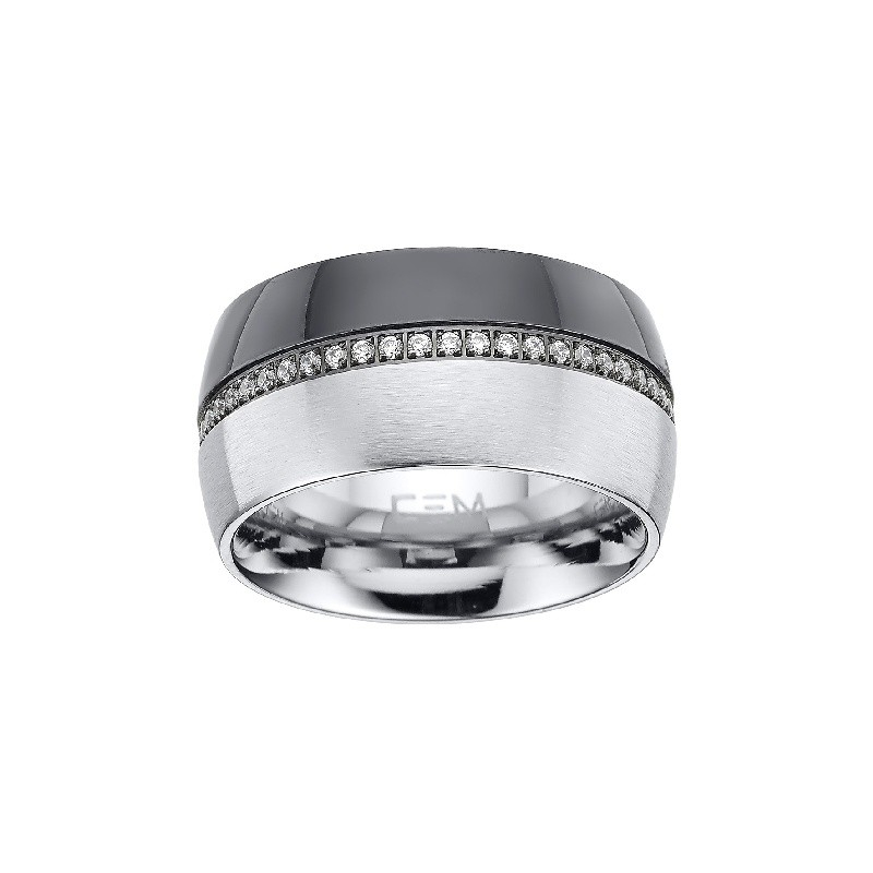 Damenring bicolor silber+schwa