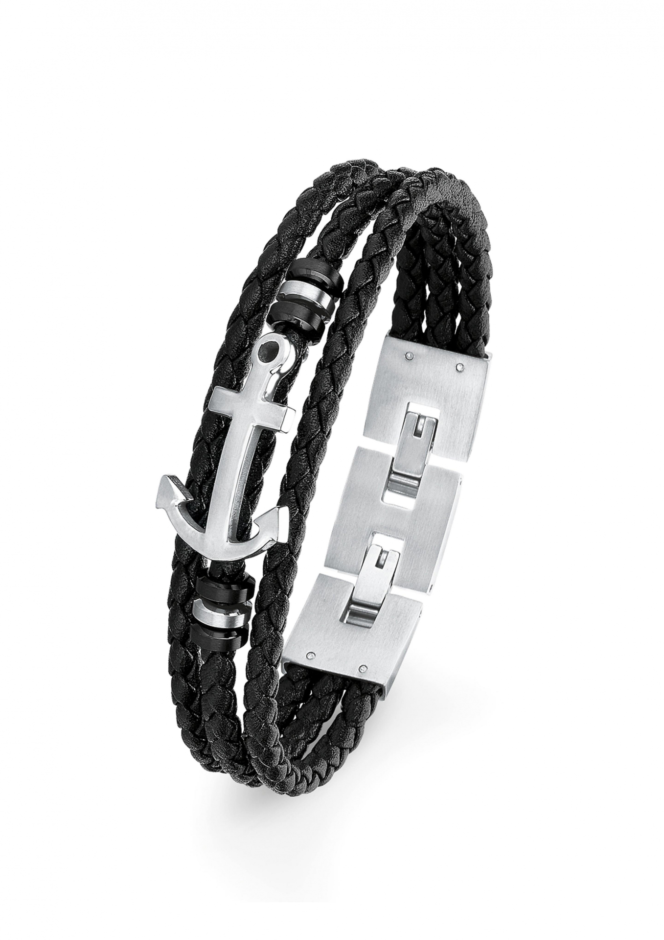 S.Oliver - geflochtenes Lederarmband mit Anker