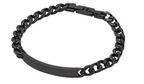 Across - Armband mit Gravurplatte schwarz